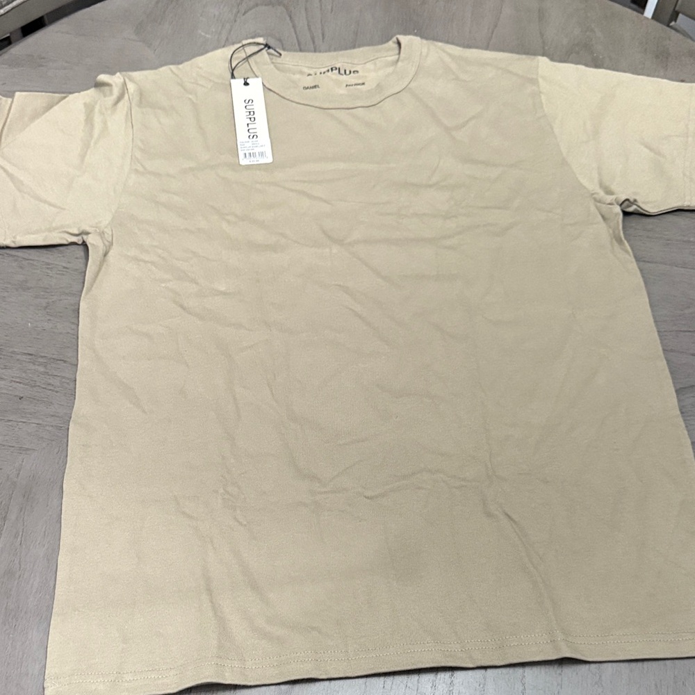 Simple Plus Beige Short Sleeve Men's Tee